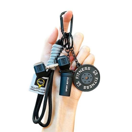Брелок-подвеска Многофункциональный портативный брелок с плетеным шнурком Бутылка для воды Гантели Штанга Диски Фитнес-шарм Спортивные аксессуары