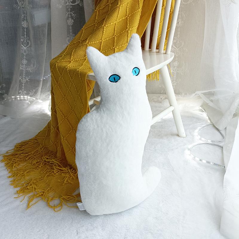 New Styles Cool Plush Stuffered Dolls Black White Cat Realistic Cat Animal Pillow Home Decorations