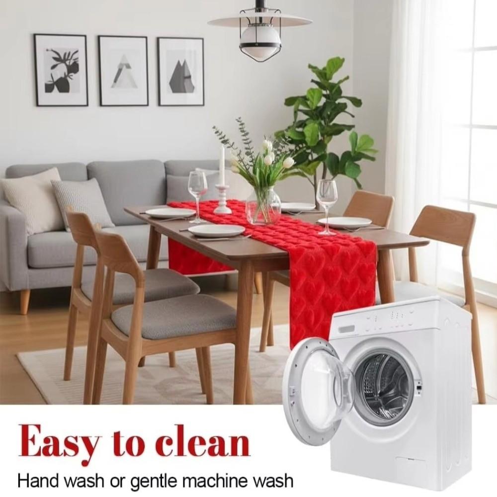 Romantic Plush Love Tablecloth Fuzzy Dining Table Runner Valentine's Table Flag Valentine's Day