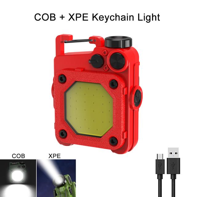 Портативный мини-фонарик USB, небольшой светодиодный фонарик COB, перезаряжаемый брелок с магнитной основой для рыбалки, прогулок, кемпинга