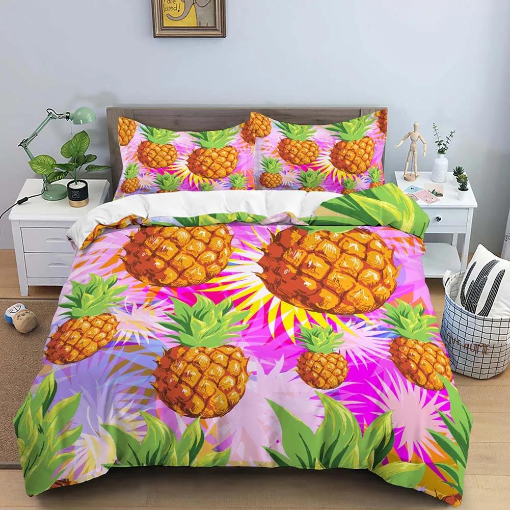 Fruit Pineapple Duvet Cover Yellow Tropical Fruit Plants Theme For Children Boys Girls Teens For Bedroom Decoration Queen King