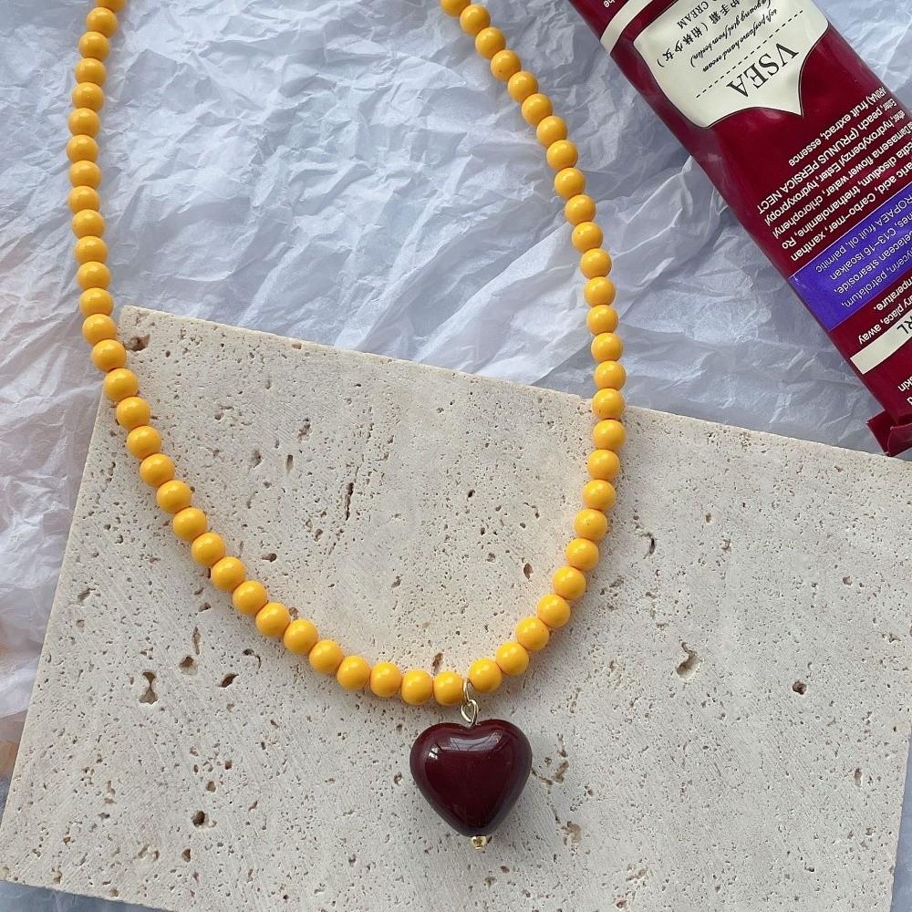 Кулон Сердце Любви Цепочка на Ключицу Смола Акрил Цепочка на Шею Тренд Бусы