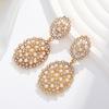 Exaggerated Flower Pearl Drop Earrings For Women Geometric Alloy Spring Accessories