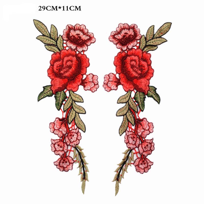 Нашивка с цветком красной розы, пришитая к тканевому значку, вышитая цветочная аппликация, декоративные нашивки для скрапбукинга