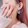 Customized Jewelry Set Customization 925 Pure Silver Needle Stud Inlaid With Zircon Sea Blue Diamond Ring Customization