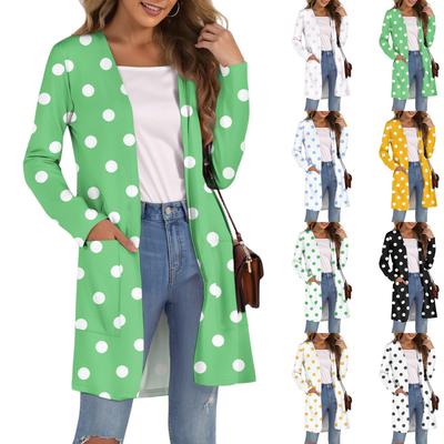 Женский модный повседневный удобный кардиган средней длины с пятнистым принтом