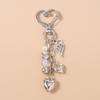 Cute Bowknot Love Heart Keychain Women Girl Pearl Beaded Key Ring Pendants for Handbag Decor DIY Handmade Key Chain Gift