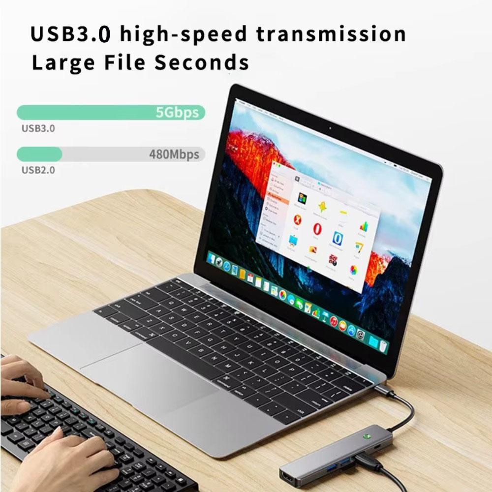 8-IN-1 USB C Hub Docking Station 4K HDMI-Compatible 100W PD SD/TF 2xUSB 3.0 2xUSB-C 3.0 For MacBook Air M1 iPad Pro Windows