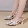 Fashion Elegant Women High Heels Sandals Sexy Pointed Toe Heeled Shoes Fashion New 2025 Summer Mesh Slingback Slippers Woman Pumps Mujer