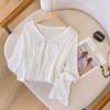 Короткий кардиган с ажурной вязкой для женщин, летняя тонкая рубашка с солнцезащитным кремом, нежный топ
