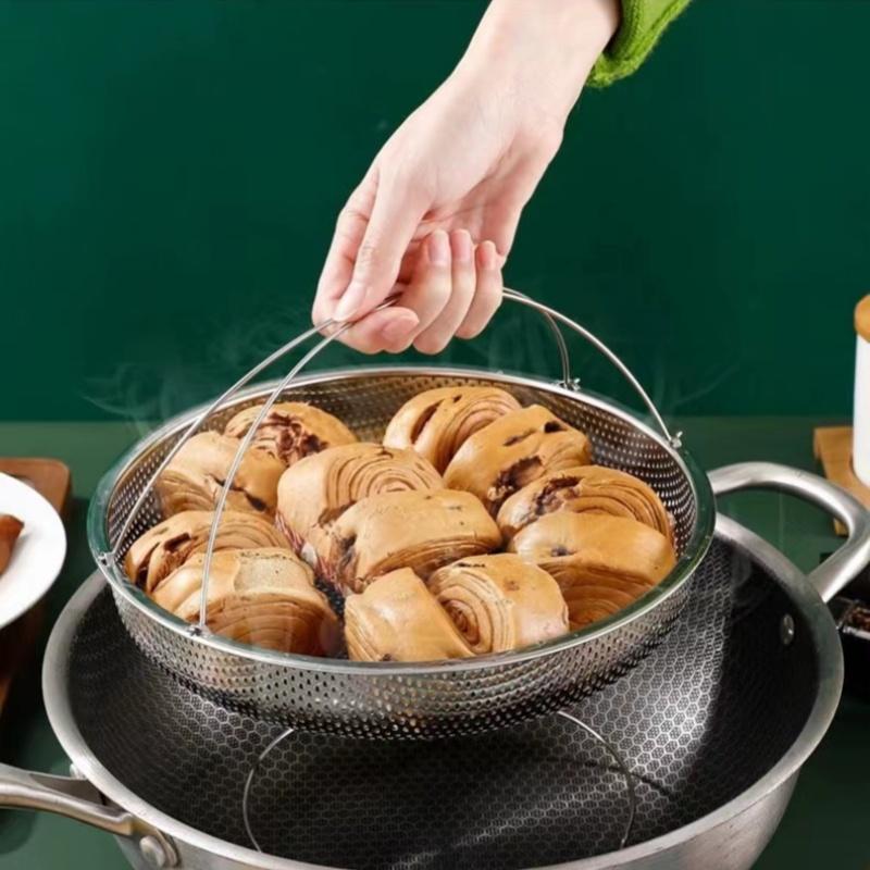 Dualswish Многофункциональная пароварка из нержавеющей стали для дома, многофункциональная дренажная корзина с ручкой, пароварка с мелкой сеткой MIT
