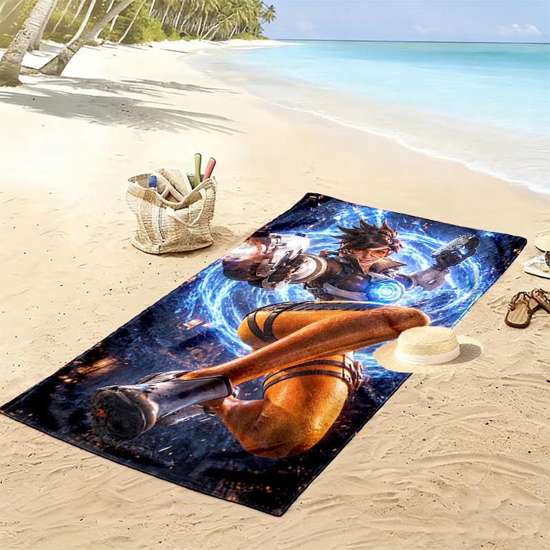 Overwatch Heroes Print Beach Towel, Large Soft Quick Dry Towel for Beach Camping Swimming