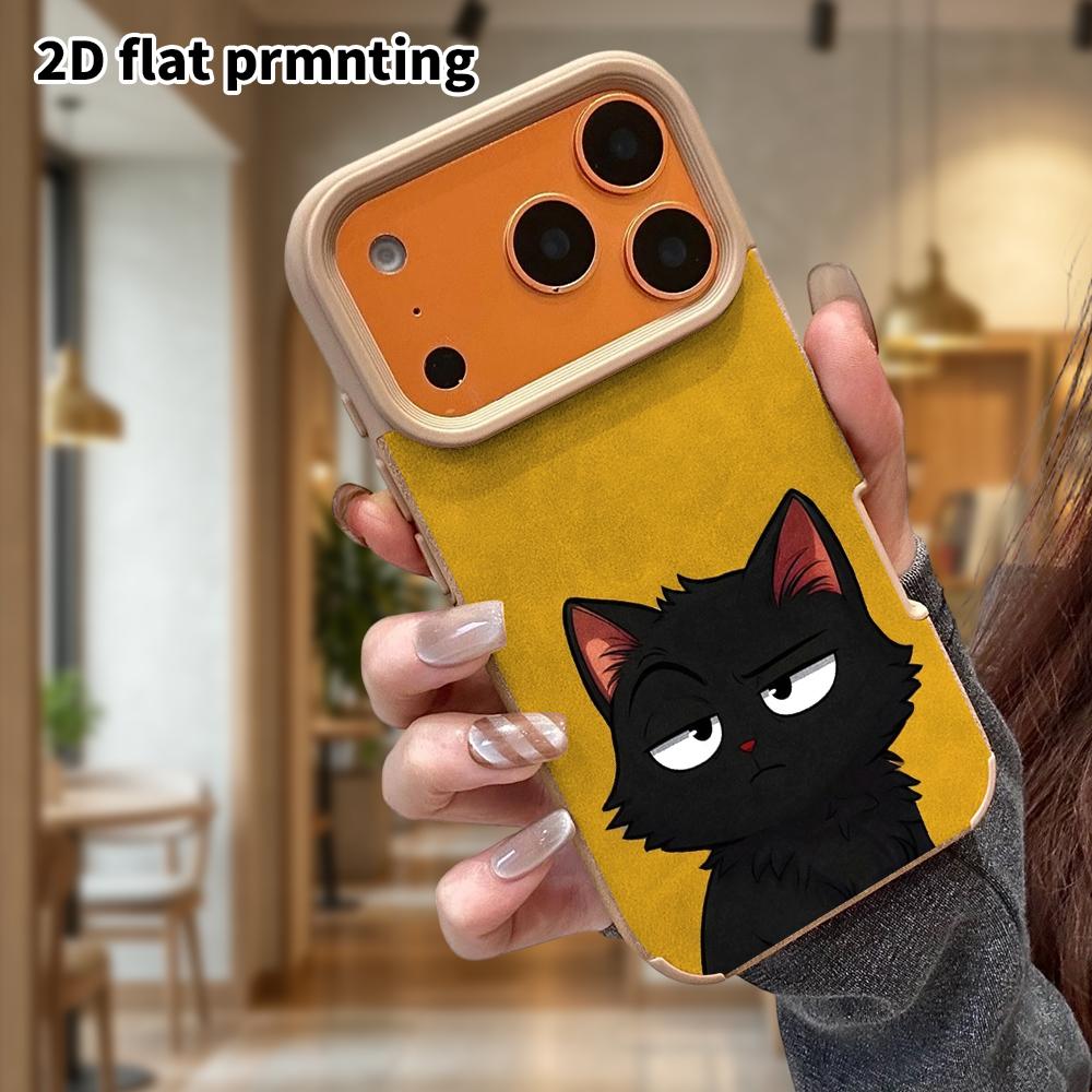 Phone Case: Lambskin 2D Flat Samsung Galaxy A34 A35 M05 M06 S20 S22 S21 FE Plus 5G Protective Case, Cute Little Black Cat, Christmas and Halloween Gif