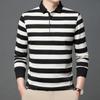 Полосатая футболка осень и зима новые длинные рукава нижние рубашки для молодежи и среднего возраста деловые повседневные рубашки поло мужские топы