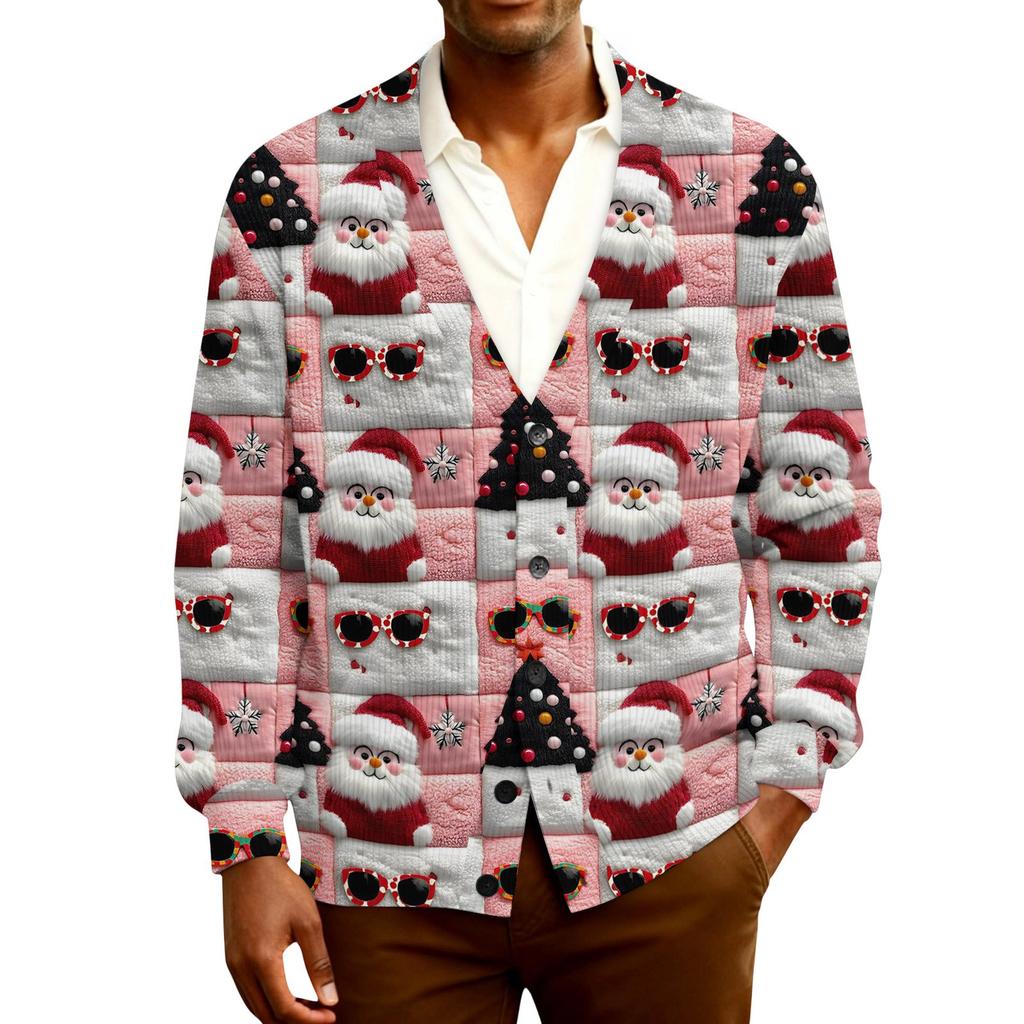 Мужской кардиган с длинным рукавом, рубчатой вязки