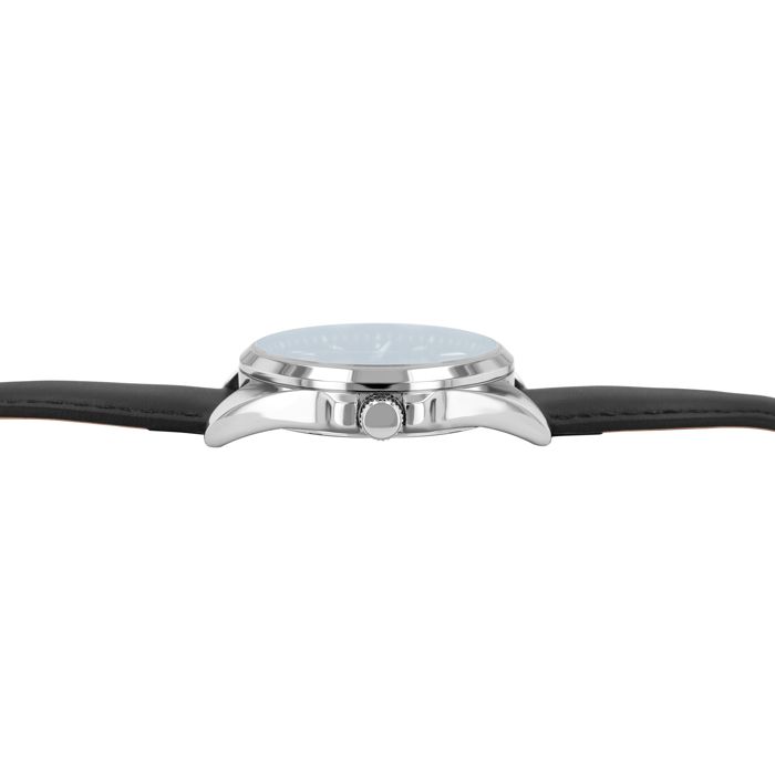 Montre - Jona - Bracelet cuir noir - Boîtier acier 42 mm - Étanchéité 5 ATM