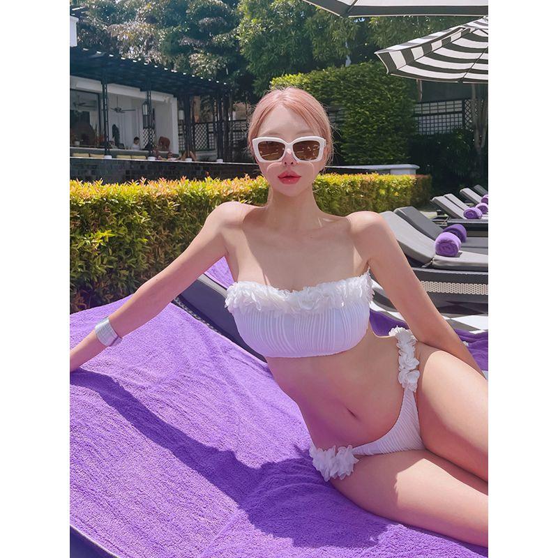 Source new split triangle swimsuit women's thin belly cover beach vacation hot spring bikini swimsuit