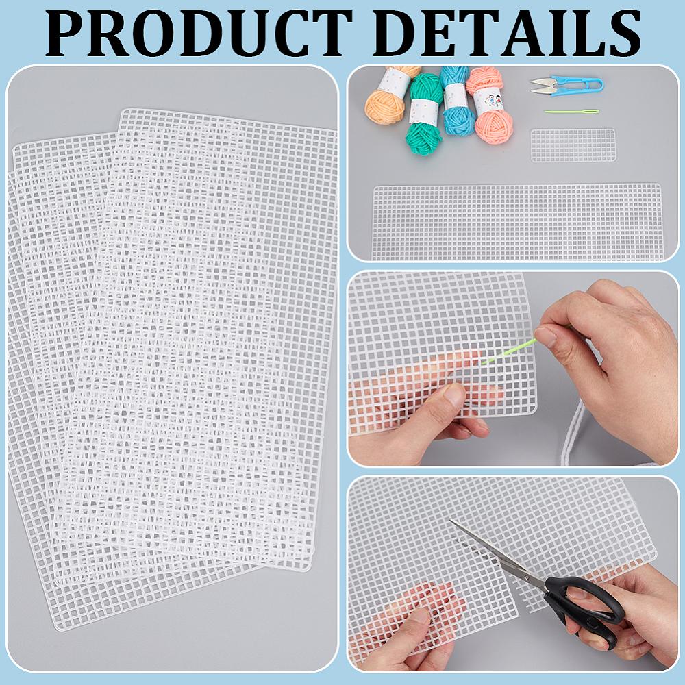 PE Canvas Sheets, Bucket Bag Template, for Yarn Crafting, Knit and Crochet Projects, Rectangle, White, 109x44x1.5mm