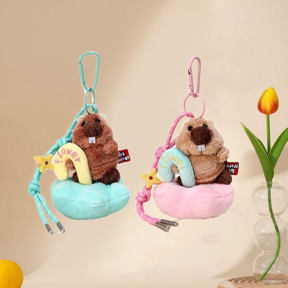 Bag Hanging Groundhog Dolls Pendant Cartoon Car Keyring Funny Plush Groundhog Keychain  Friend