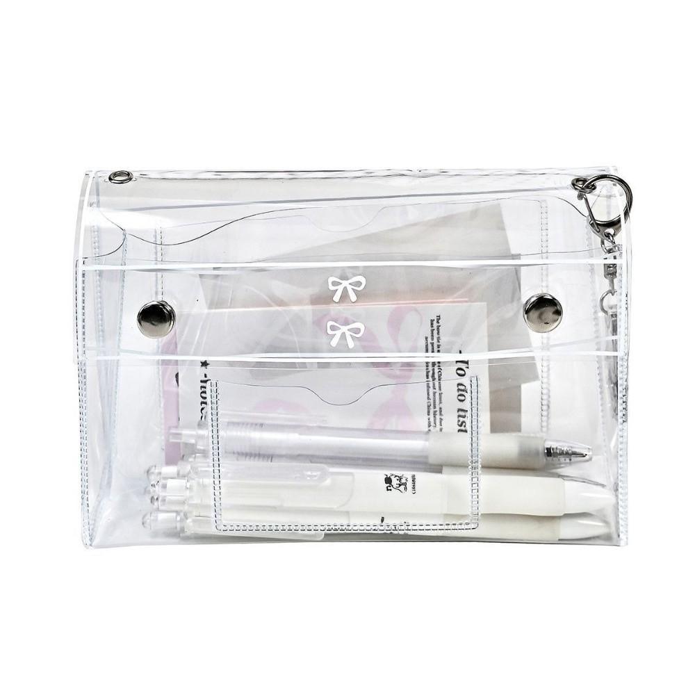 Large Capacity Transparent Pen Bag Clear Stationery Organizer Cosmetic Bag Stationery Storage