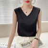 Women's Summer Vest Silk Slim V-neck Broad Shoulder Crop Inner Sleeveless Tops
