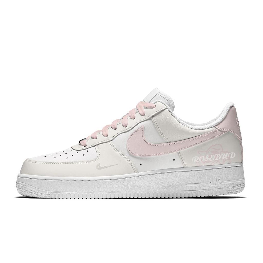 Nike Air Force 1 Rose Tale Height Increasing Slip Resistant Low top Skateboard Shoes Women's Beige Pink IO7403-103(Team2154-)