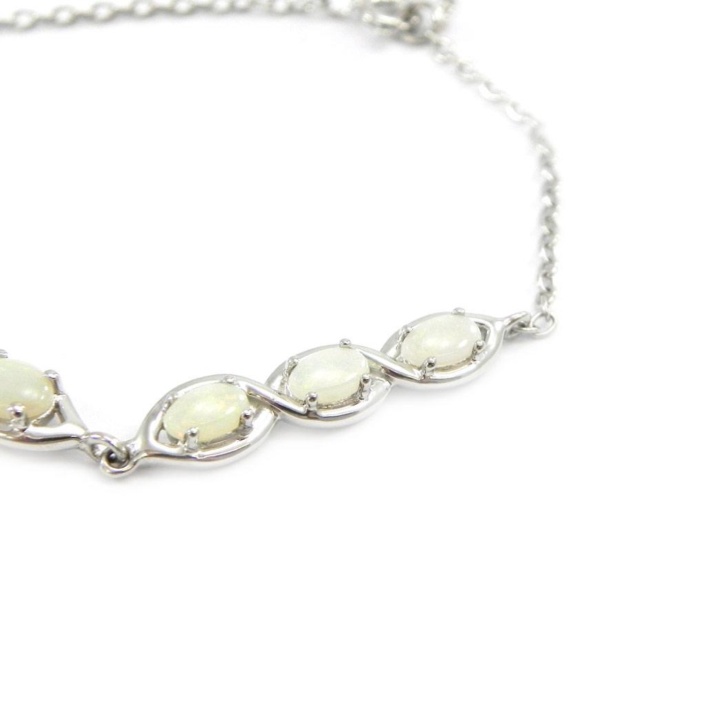 Les Trésors De Lily [I2620] - Браслет серебряный «Богиня Опал» Серебро белое (родиевое покрытие) - 5 мм