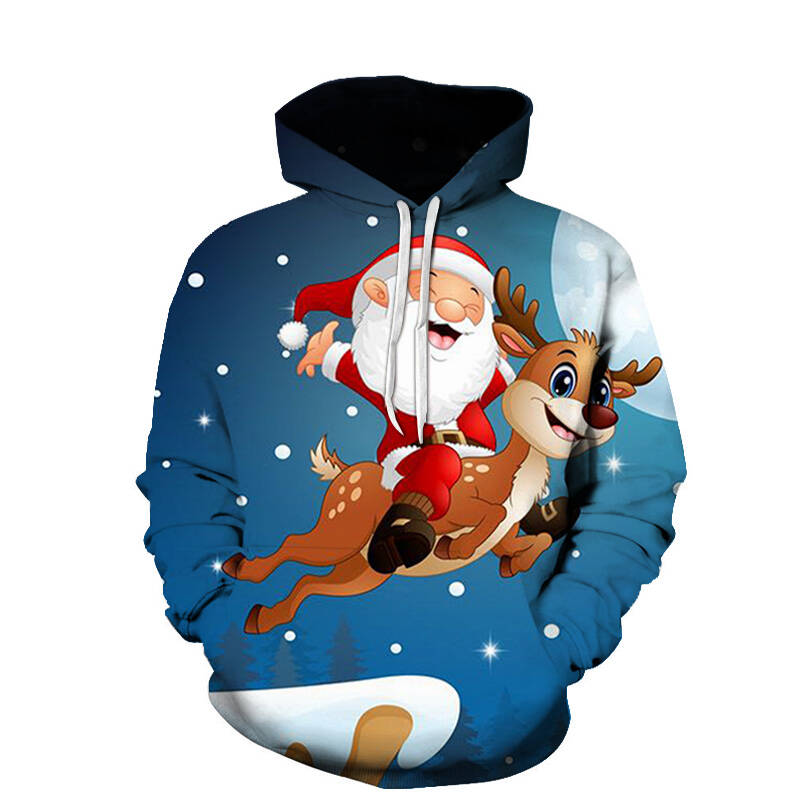 New In Hoodies & Sweatshirts Santa Claus Hoodies For Men New Year Gift Christmas Snowman Print Sweatshirts Top Oversized Clothes