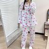 Пижама женская осенняя из чистого хлопка с длинными рукавами, повседневная домашняя женская пижама, домашняя одежда, комплект из пижамных брюк