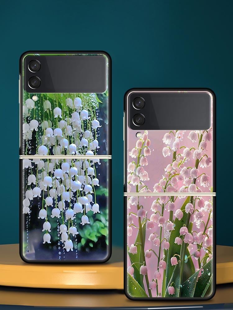Прозрачный жесткий чехол для телефона с рисунком Ландыш для Samsung Galaxy Z Flip 7 6 5 4 Черная крышка для Galaxy Z Flip 3 Складной