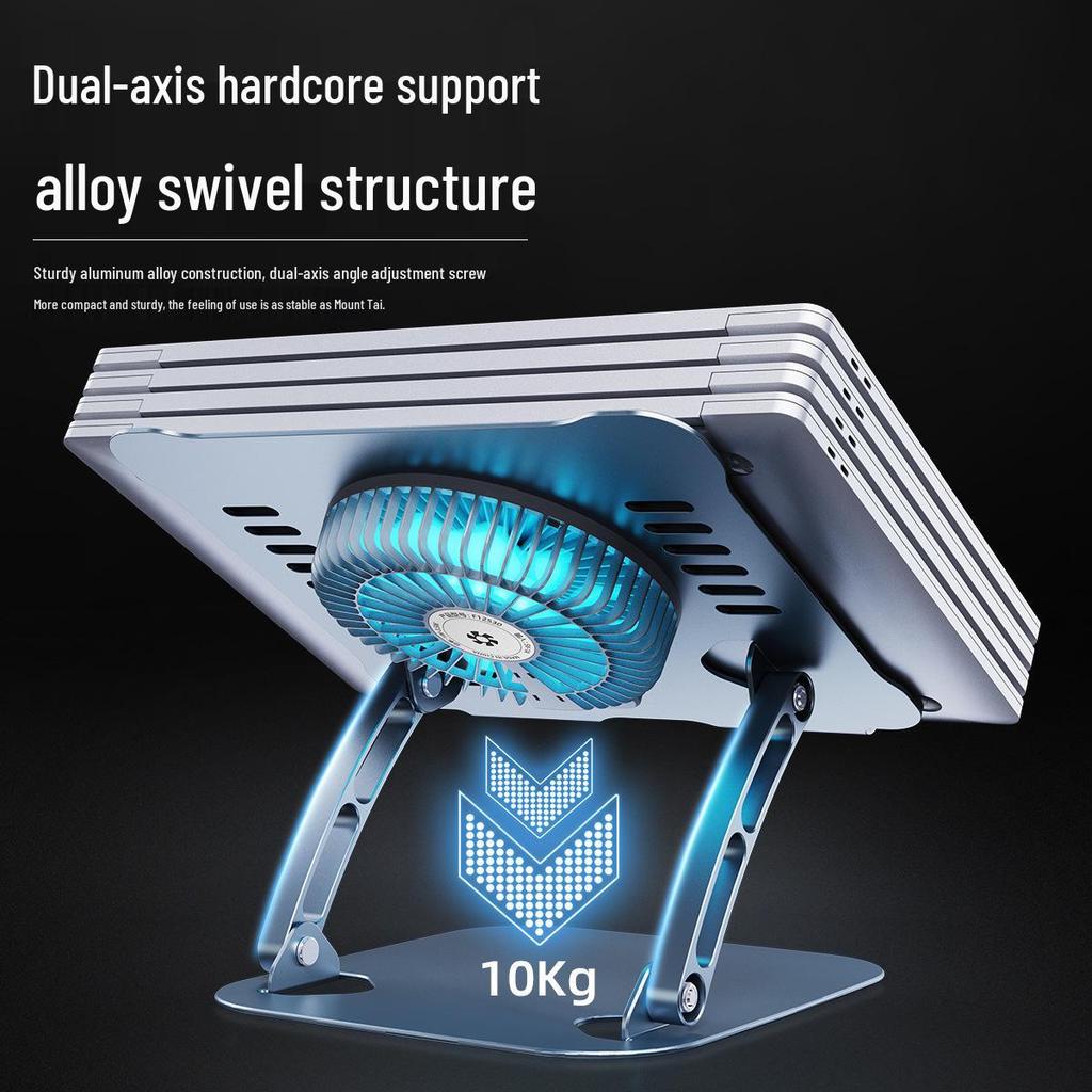 Large Aluminum Alloy Folding Laptop & Tablet Stand with Cooling Fan & Blue Light