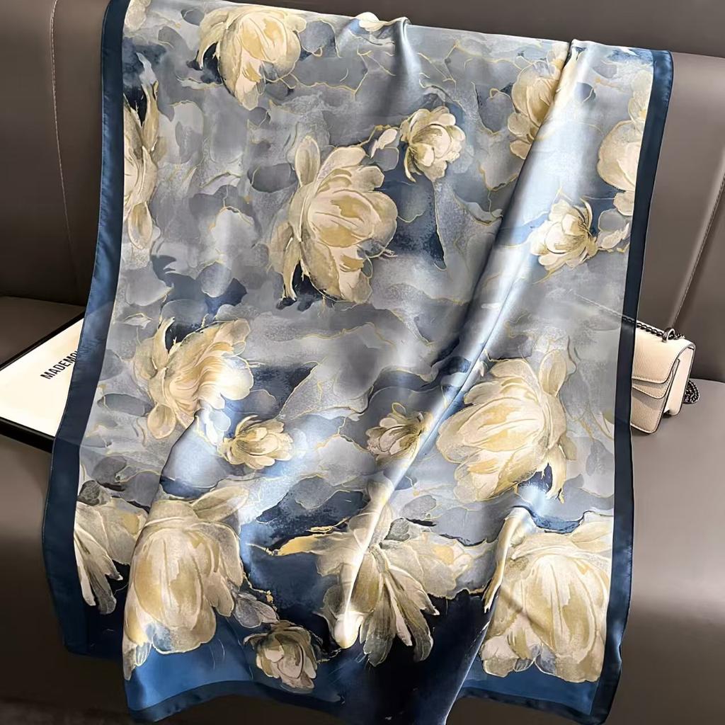 Spring Scarf Women'S Luxury Design Scarf Silk Smooth Scarf Soft Muslim Headband Shawl Beach 85X180Cm