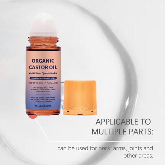 1/2/3 шт. 50 мл Органическое касторовое масло с роликом из розового кварца Дорожное питательное увлажняющее 1,7 жидких унции Чистое Extra Virgin Роликовое касторовое масло