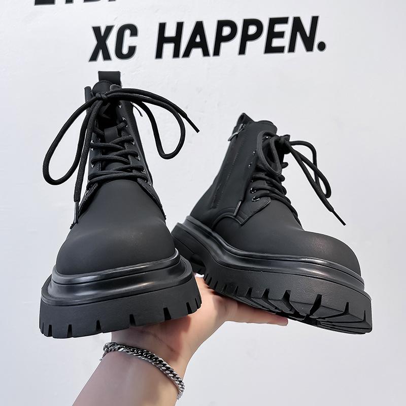 Ботинки Martin мужские осенние высокие черные кожаные ботинки локомотив мужские средние ботинки на толстой подошве 2866-A