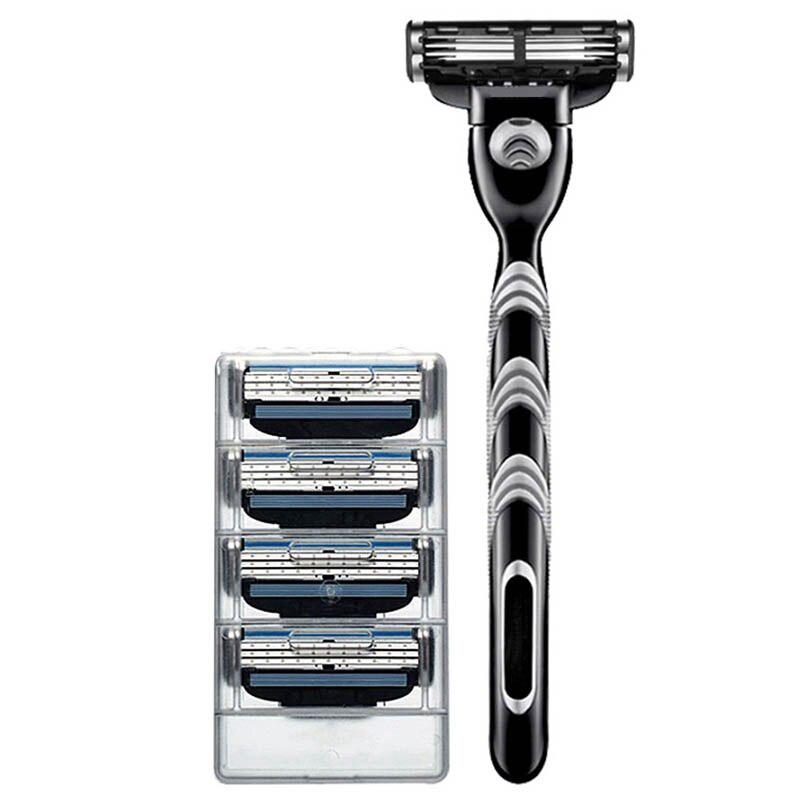 Черный, 5 шт./компл., 1 машина, 4 лезвия, ручные мужские бритвы для удаления волос со сменными лезвиями
