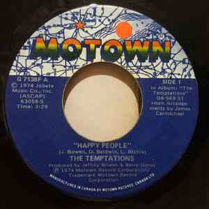 7-дюймовая пластинка TEMPTATIONS THE TEMPTATIONS BAND Happy People Happy People Instru G7138F MOTOWN 1974 Канада SoulFunk Б/у