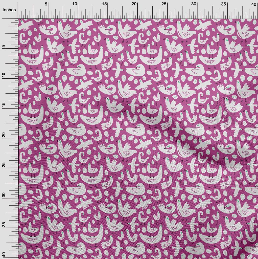 oneOone Cotton Flex Fuschia Pink Fabric Bird Quilting Supplies Print Sewing Fabric By The Yard 40 Inch