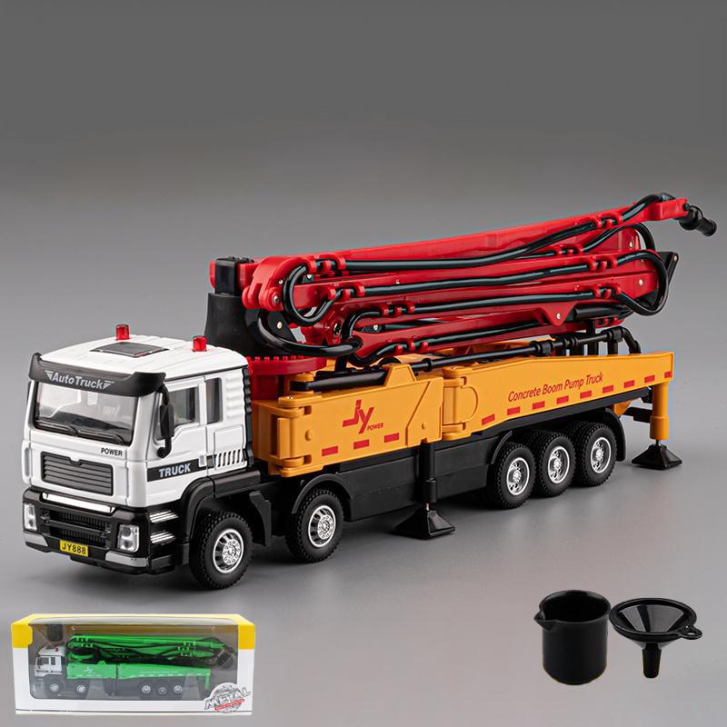 1:50 Cement Concrete Pump Truck Engineering Vehicle Alloy Diecast Model Car Children's Toy Kid Boy Holiday Gift With Sound Light
