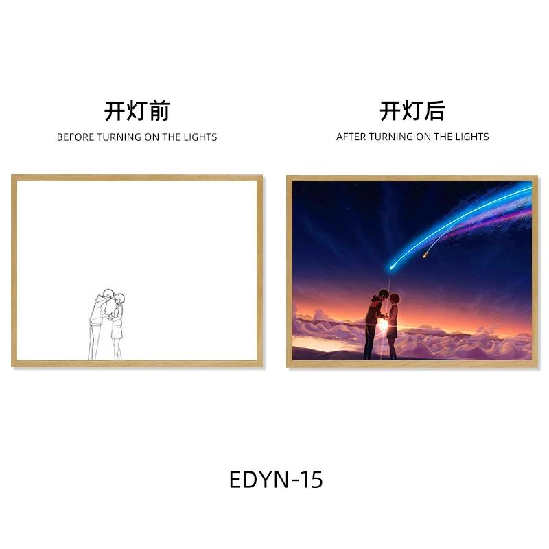Your Name Led Light Painting Cartoon Frame Night Lamp Anime Glow Wall Art Night Light Room Decoration Poster Draw Light Gifts