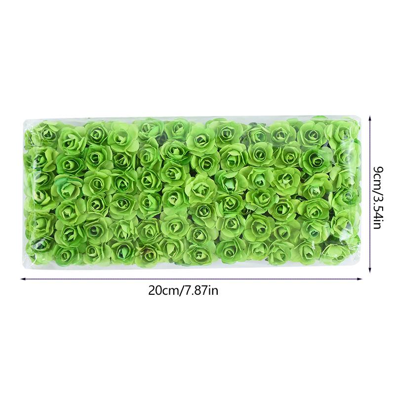 144/288pcs 2cm Mini Paper Rose Artificial Flowers Bouquet For Wedding Home Decoration DIY Scrapbooking Crafts Fake Plants Wreath