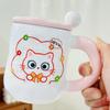 Cat Cup Household Set High Temperature Resistant Water Cup with Lid Spoon Cartoon Mug High Appearance Large Capacity Ceramic Cup