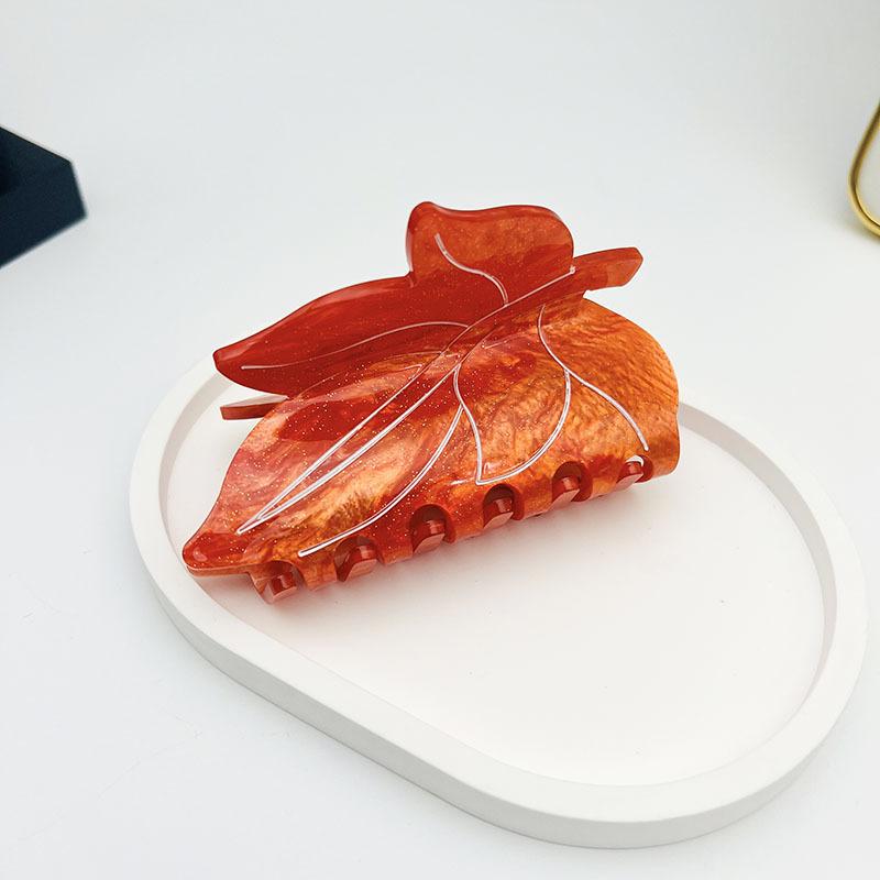 1 шт. Новый кленовый лист коготь, Интернет-знаменитость, Деревенский стиль, Милый, Сладкий, Элегантный, Универсальный, Заколка-клипса для волос 'Акула'