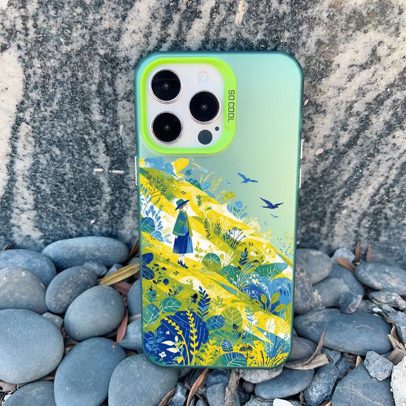 Чехол для телефона 'Весенний пейзаж на поле' для iPhone 14 12 11 13 Pro Max 13 Mini 15 Pro Max Plus Ударопрочная лазерная задняя крышка Funda Case