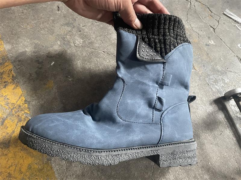 Мода 2024 года женские сапоги до середины голени вязаные женские сапоги на платформе флокированные летние туфли женские туфли ретро сапоги новые Botines Para Mujeres