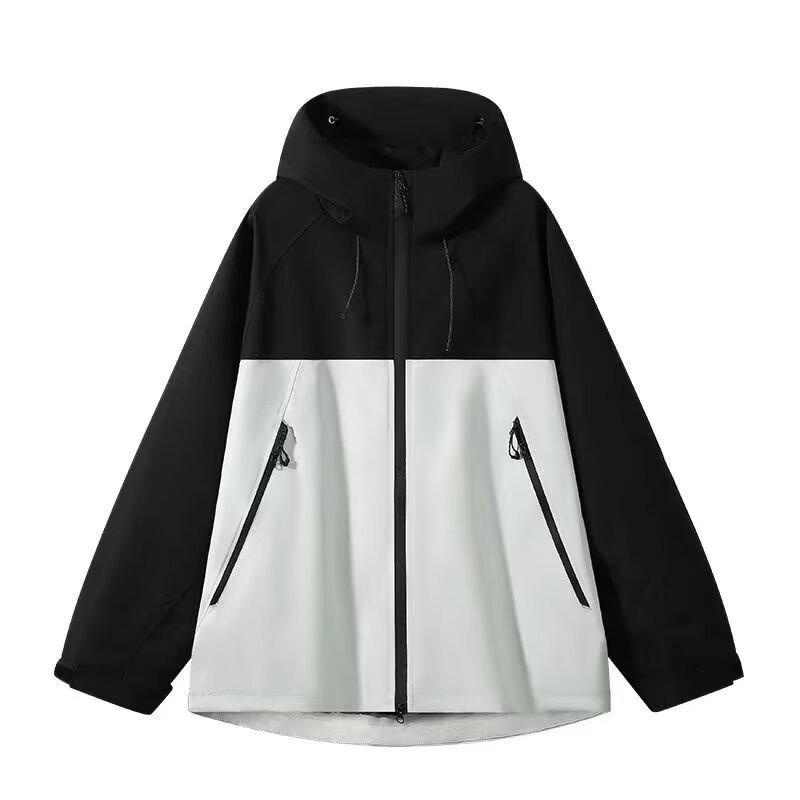 Unisex American Style Waterproof Hooded Windbreaker Jacket for Autumn Camping and Sports