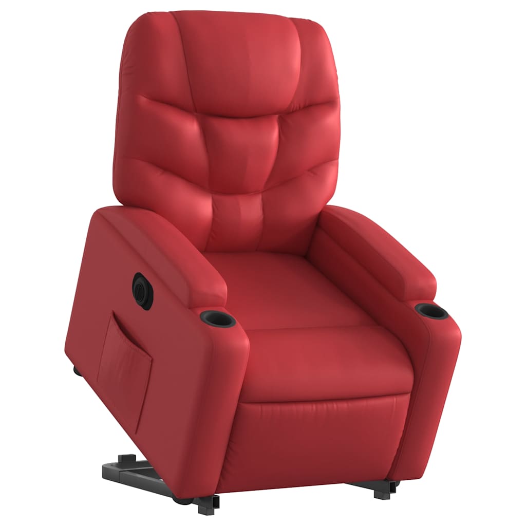 Electric Recliner Chair with Rising Function Red Faux Leather