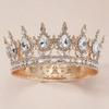 Luxury Color Baroque Queen Crown Colorful Sparkly Rhinestone Wedding Crown Bride Princess Full Round Tiaras Headband Headpieces