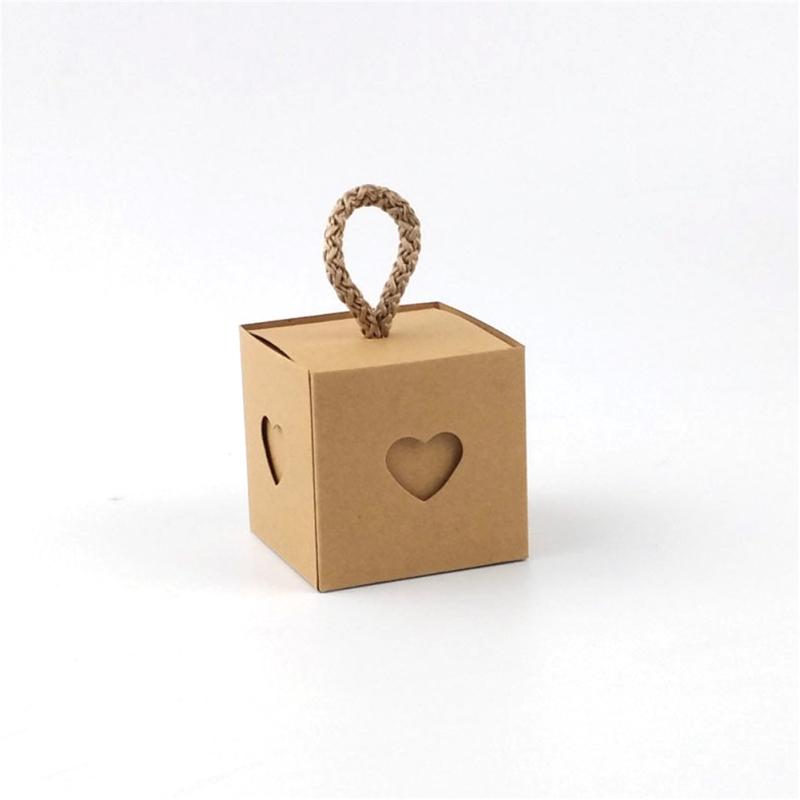 50 шт. подарочная коробка из крафт-бумаги, перерабатываемая, красивая, простая, дизайн «сердце к сердцу», ретро-упаковка для конфет