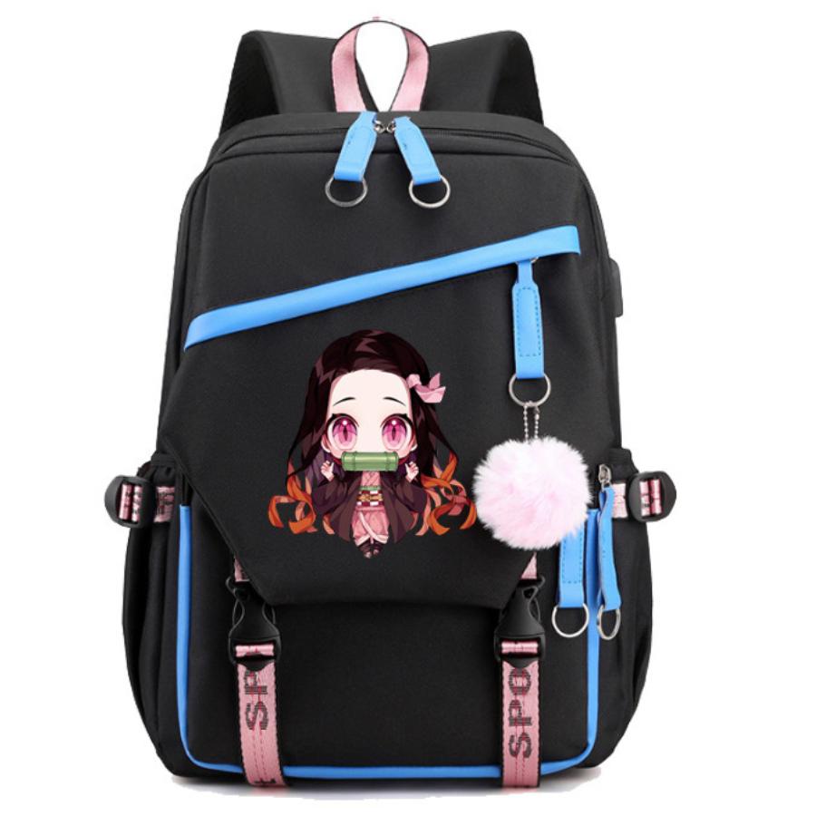 Japan cartoon comics Demon Slayer Large Capacity Backpack for Teenagers and Students USB Interface Laptop Bag 0007 KTB