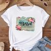 (Asian Size) Women Flower Vintage Sweet 90s Print Tee Top Fashion T Shirt Woman Female T Clothing Short Sleeve Graphic T-shirts